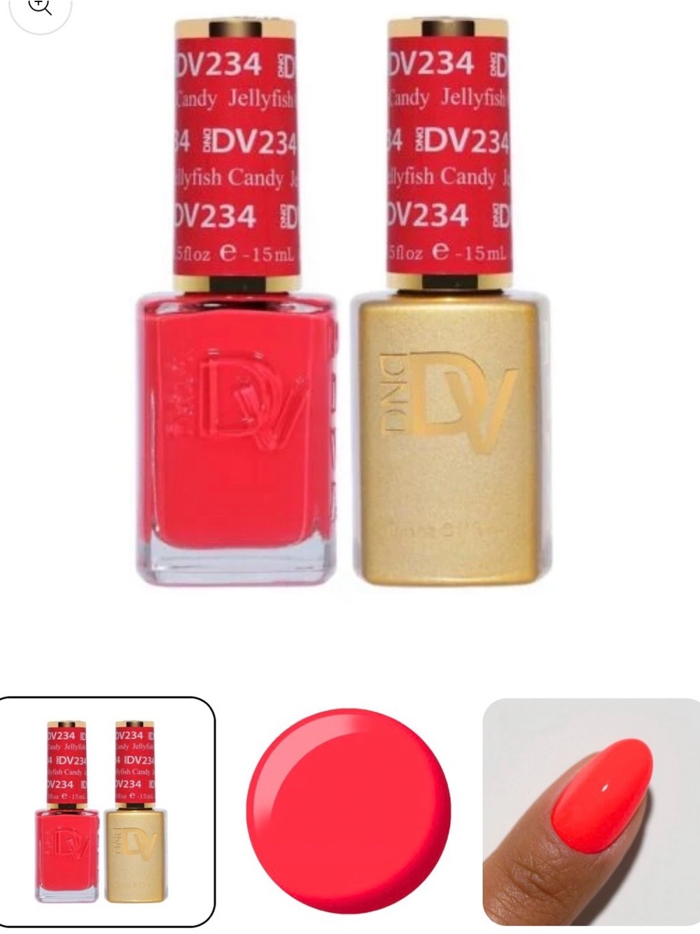 DIVA #234 Jellyfish Candy - Diva Duo Gel & Nail Polish Lacquer- Coral Pink NIB